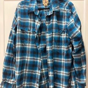 RedHead Men's Blue Plaid Flannel Button-Up Shirt Long Sleeve Size XL